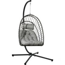 Outsunny - Fauteuil suspendu de jardin pliable avec matelas métal résine gris