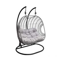 Paris Prix - Fauteuil Suspendu Double 'Viga' 196cm Gris