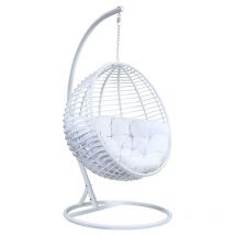 Vente-unique - Fauteuil suspendu en résine tressée - Blanc - bontoc de mylia