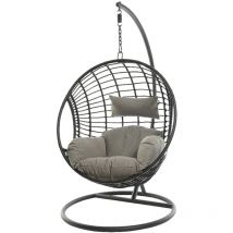 Jardideco - Fauteuil suspendu London Noir