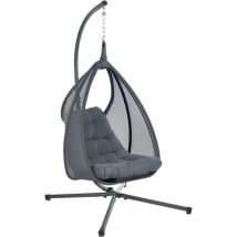 Beliani - Fauteuil Suspendu Moderne Boho avec Support Chaîne en Métal et Coussin d'Assise Gris Foncé Avegno
