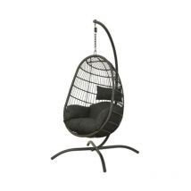 Jardideco - Fauteuil suspendu noir Odéssa