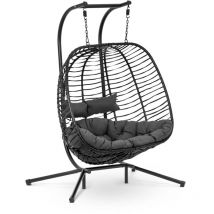 Uniprodo - Fauteuil suspendu sur pied 2 pers Pliable Noir/gris Chaise suspendue