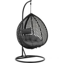 Uniprodo - Fauteuil suspendu sur pied pliable noir/gris en forme d'oeuf - Chaise suspendue