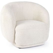 Bizzotto - Fauteuil 1 place en tissu bouclette blanc - ella
