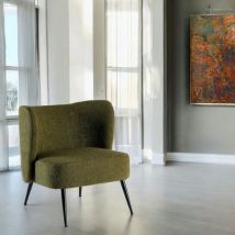 Pier Import - Fauteuil tissu vert bouclé malmoe