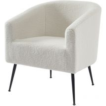 Baïta - Fauteuil tommy en tissu bouclette blanc