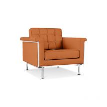 Privatefloor - Fauteuil avec accoudoirs - Revêtu de cuir - Town Marron clair