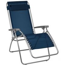 Fauteuil transat pliant avec accoudoirs bleu