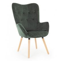 Bizzotto - Fauteuil en velours vert forêt, dimensions : 68x76x105 cm