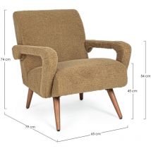 Poltrona vintage marron/beige Berna Palm - Dimensions: 65x79x74 cm