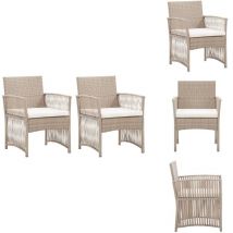 Fauteuils de jardin avec coussins 2 pcs Beige Résine tressée - Fauteuil De Jardin - Fauteuils De Jardin - Siège De Jardin - Siège D'extérieur