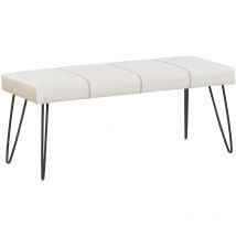 Bedroom Bench White Minimalist Faux Leather Upholstered Metal Legs Betin - White