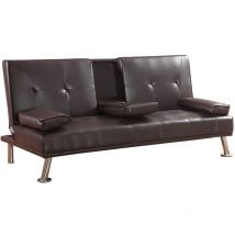 Comfy Living - Faux Leather Sofa Bed in Chocolate