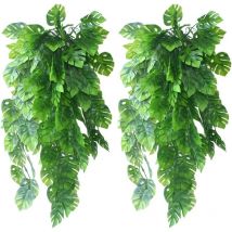 Faux Plantes de Lierre Artificielles Faux Feuilles de Palmier Monstera Tropical pour Intérieur Extérieur Maison Jardin Décoration Murale