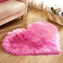 Benobby Kids - shining house Heart Shape Faux Fur Rug Soft Synthetic Wool Carpet for Living Room Decor (Pink)