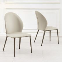 Urban Deco - Set of 2 Favara Taupe Faux Leather Dining Chair