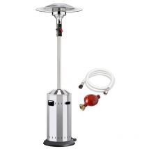 FAVEX - Parasol chauffant gaz Cosy Elegance Inox - Exterieur - 3 à 8 kW - 12m² - Prêt à l'emploi Livré avec tuyau et détendeur - 76 x 76 x 218 cm
