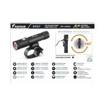 Favour - Fahrradtaschenlampe Wiederaufladbare Aluminium Led Weiß Cree 850 Lumen Schwarz mit soporte 360o schwenkbar B0317
