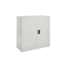 Mmt Furniture Designs Ltd - Grey Stainless Steel Filing cabinet with 1 Shelf - 2 Door Lockable Filing Cabinet - Metal Office Storage Cupboard