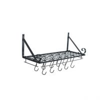 Fch Wall-Mounted with 10 Hooks Iron 62.2325.426.67cm Black Pot Rack Iron Style