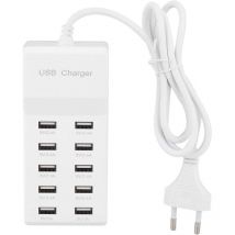 Ineasicer - Fdit USB-Wandladegerät, 10 USB-Ladestationen mit mehreren Anschlüssen, 100–240 v, Reise-USB-Hub-Steckdosenleiste mit Kabel für mehrere