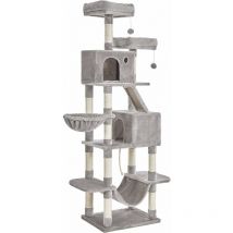 FEANDREA 206 cm Tall Cat Tree, XL Cat Tower, Light Grey PCT190W01