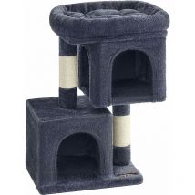 Feandrea - Arbre à Chat, Tour de Jeux 67 cm, s, Maison pour Chatons Jusqu'à 3 kg, Grande Plate-Forme, 2 Niches, Griffoir, Gris Foncé