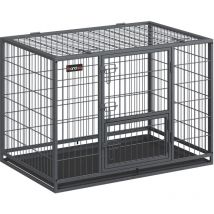Cage pour Chien Lourd, Caisse pour Chien, 107 x 70 x 75 cm, pour Chiens Moyens et Grands, Anti-évasion, Double Porte Amovible, Parc pour Chien, xl,