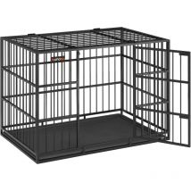 Cage pour Chien Ultra-résistante, Caisse pour Animaux de Compagnie, 107 x 70 x 75 cm, pour Chiens Moyens et Grands, Niche avec Toit et Plateau