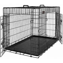 Gabbia Metallica Pieghevole per Cani con 2 Porte, l (92,5 x 57,5 x 64 cm), Nero - Feandrea