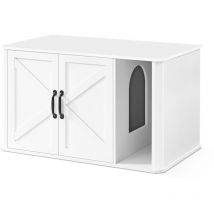 Meuble Litière pour Chat, Meuble Moderne Cache-Litière, Entrée par Devant, Double Porte, Poignées, Maison pour Chat, Table d'Appoint, 85 x 48,5 x 50