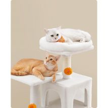 Feandrea - Rascador para Gatos, Árbol para Gatos, Altura 112 cm, Torre de Gatos, con 4 Postes Rascadores, 2 Plataformas, 1 Cueva, 1 Hamaca, 2