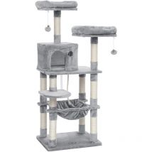 Rbol para Gatos, Torre de 143 cm, 2 Plataformas, Gris Claro por songmics - Feandrea