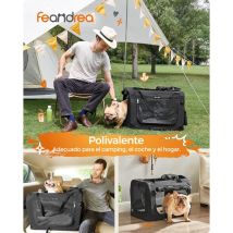 FEANDREA Transportín para Gatos y Perros, Plegable, Tamaño M, Tela Oxford, Malla Transpirable, Portátil, Marco Metálico, con Asas y Bolsillos, 60 x