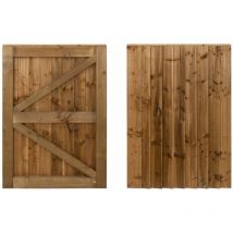 Featheredge wooden garden and side gates, fully framed and capped (v2)(H-600, W-1600, brown finish) - Brown