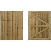 Featheredge wooden garden and side gates, fully framed and capped (v2)(H-1200, W-625, natural (light green) finish)