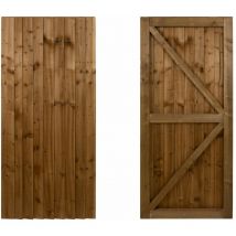 Featheredge wooden garden and side gates, fully framed and capped (v2)(H-1800, W-1750, brown finish)