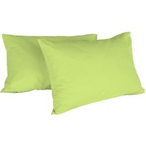 Italian Bed Linen Max Color Coppia Di Federe Tinta Unita, 100% Cotone, Verde Acido, 52 X 82 Cm