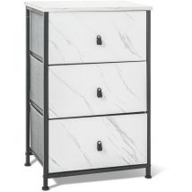 Fedra - Cajonera 3 cajones de tela, frontal y encimera superior de madera melamnica laminada mrmol claro