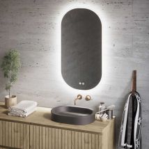 Feel Your Bath - Espejo de Baño Ovalado, con Luz led Regulable, 50x90cm, con Interruptor Táctil, Antivaho y Apagado Automático - Fácil de Instalar