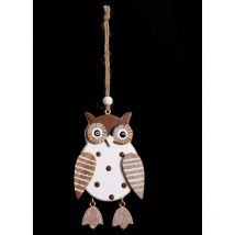 Décoration Sujet de Noël Hibou en bois jambes suspendues h 8 cm - Feeric Christmas
