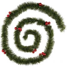 Guirlande de Noël verte décoration rouge en plastique L270cm - Feeric lights & christmas