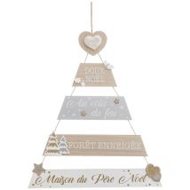 Pancarte Sapin à suspendre avec messages Noël et déco pailletée h 70 cm - Feeric Christmas