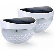Lot de 2 lampes solaires à led pour clôture, extérieur, étanches, avec support mural, éclairage décoratif pour jardin, terrasse, cour, allée (boîtier