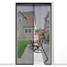 Moustiquaire de Porte Magnétique 90x210cm avec joint en dentelle et Aimants Puissants, Maille Durable de Polyester, Bande Magique Plein Cadre,
