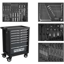 Mento 1 Werkstattwagen bestückt mit 158 Teilen Schwarz 47x77x96 cm - Feistos