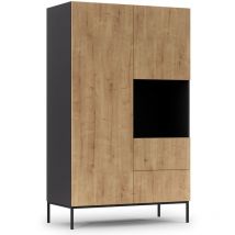 Bestmobilier - Felicia - armoire - bois et noir - 120x200 cm