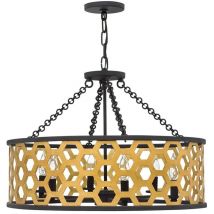 Deckenlampe Hängelampe Pendellampe Stahl Gold d 61cm Wohnzimmerleuchte 6 Flammig