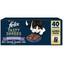 FELIX TASTY SHREDS Mixed Selection in Gravy Wet Cat Food 40x - 736404